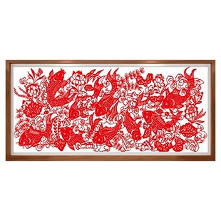 精准印布十字绣剪纸鱼富贵有余九鱼图赏鱼图九鱼聚福丝线挂画挂图