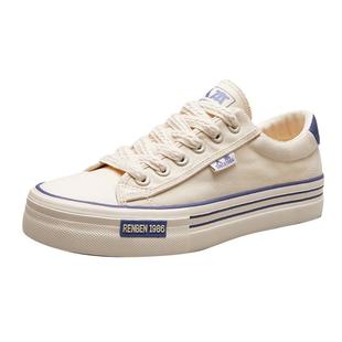 人本男鞋厚底帆布鞋男2025年春秋新款潮百搭低帮男士布鞋休闲板鞋