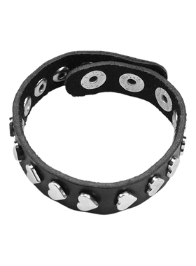 爱心黑色柔软二层皮朋克细窄手链