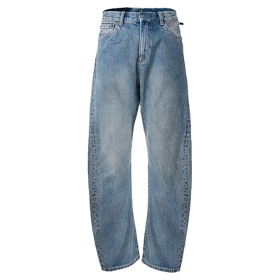 复古极简精梳棉垂感水洗牛仔裤男