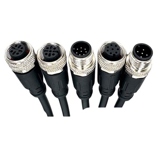 M12连接器防水航空插头带线4p5芯8芯12芯传感器公母头注塑连接线