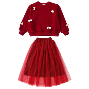 女童冬装套装国风小公主洋气冬季穿搭一整套高级感本命年过年衣服