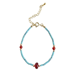 新中式绿松石南红玛瑙手链项链锁骨链小众民族风度假手饰闺蜜礼物