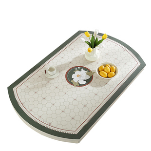 法式椭圆形桌布防水防油防烫免洗pvc皮革茶几餐桌垫弧形可定制