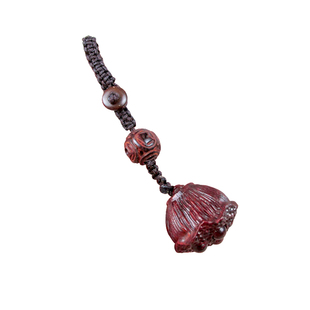 小叶紫檀木时尚手机U优盘挂件绳小猪猫爪铃铛莲蓬平安定制钥匙扣