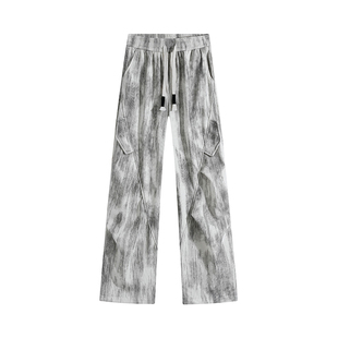 扎染卫裤男秋冬新款加厚青少年男生男士男裤休闲宽松直筒工装裤子