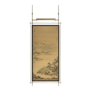 中古装饰画茶室玄关过道轻奢带灯挂画竖版高级感立体客厅背景墙画