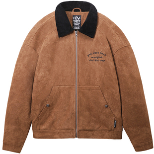 肌肉狗 2025冬季新品麂皮绒翻领休闲潮流外套短款健身夹克男