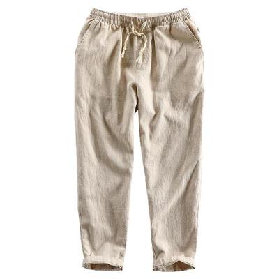 苎麻透气速干九分裤宽松休闲长裤