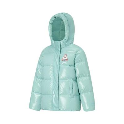 李宁童装女小童防风保暖休闲时尚秋冬短款连帽羽绒服YYMT032-B品