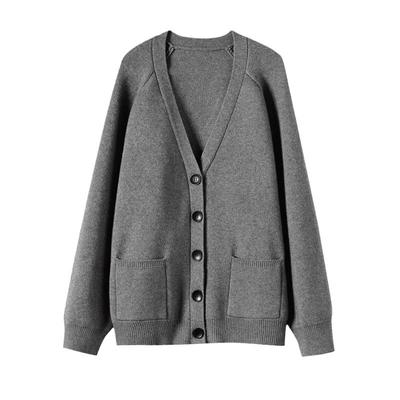 大码针织开衫外套女插肩袖