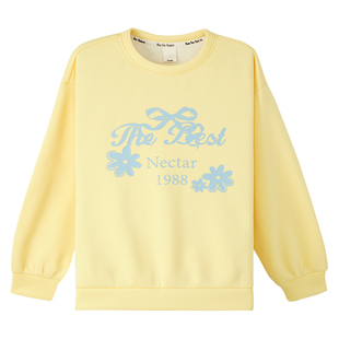 左西女童加绒卫衣2025新款女孩趣味印花可爱保暖上衣外套儿童冬装