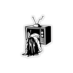 TLP镭射车贴 山村长发阿飘爬出电视录像带恐怖电影防水贴纸