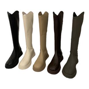 不过膝V口马丁靴女鞋子长筒骑士靴2025新款春秋季高筒靴显瘦长靴