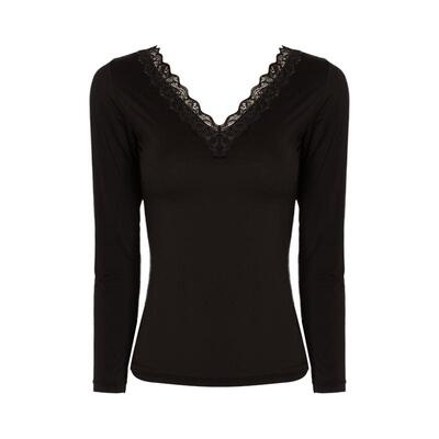 DPLAY蕾丝拼接V领皮肤衣