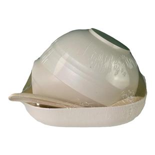 小麦秸秆一次性碗碟杯勺独立四件套加厚可降解餐具火锅家用婚宴碗