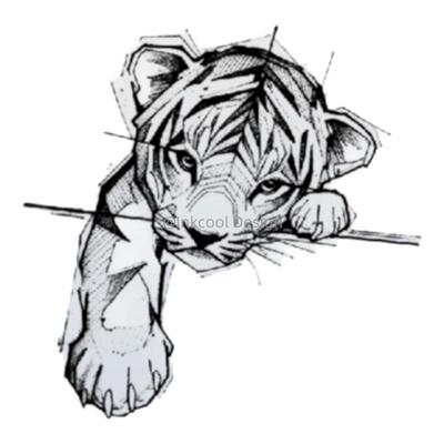 INKCOOL 萌虎掏纹身贴逼真可爱百搭防水持久草本纹身贴IK037