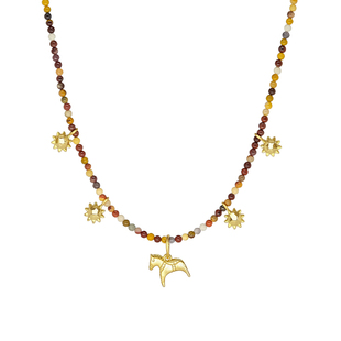 董生活推荐LAZY CIRCLES逐日小马项链女太阳石贝壳串珠秋冬毛衣链