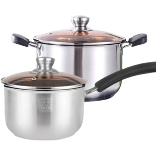 特厚食品不锈钢小奶锅婴儿辅食煮面泡面热奶牛奶家用煮奶单柄汤锅