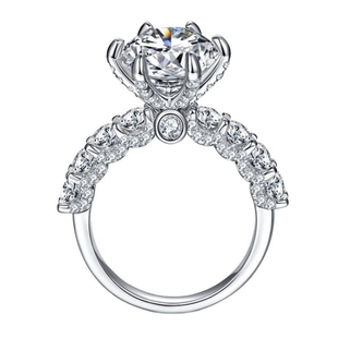 莫桑石钻戒女钻石戒指925纯银白金AU750结婚订婚情侣对戒轻奢简约