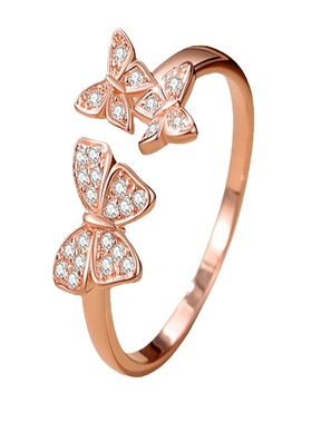 轻奢风蝴蝶戒指纯银时尚镶钻女戒