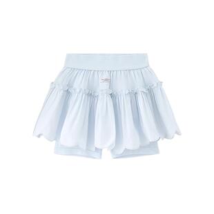 小黑托昵女宝宝蛋糕裙裤棉女童白色荷叶边短裙透气吸汗宝宝裙裤