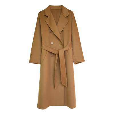 短款连帽毛呢外套双面羊绒大衣