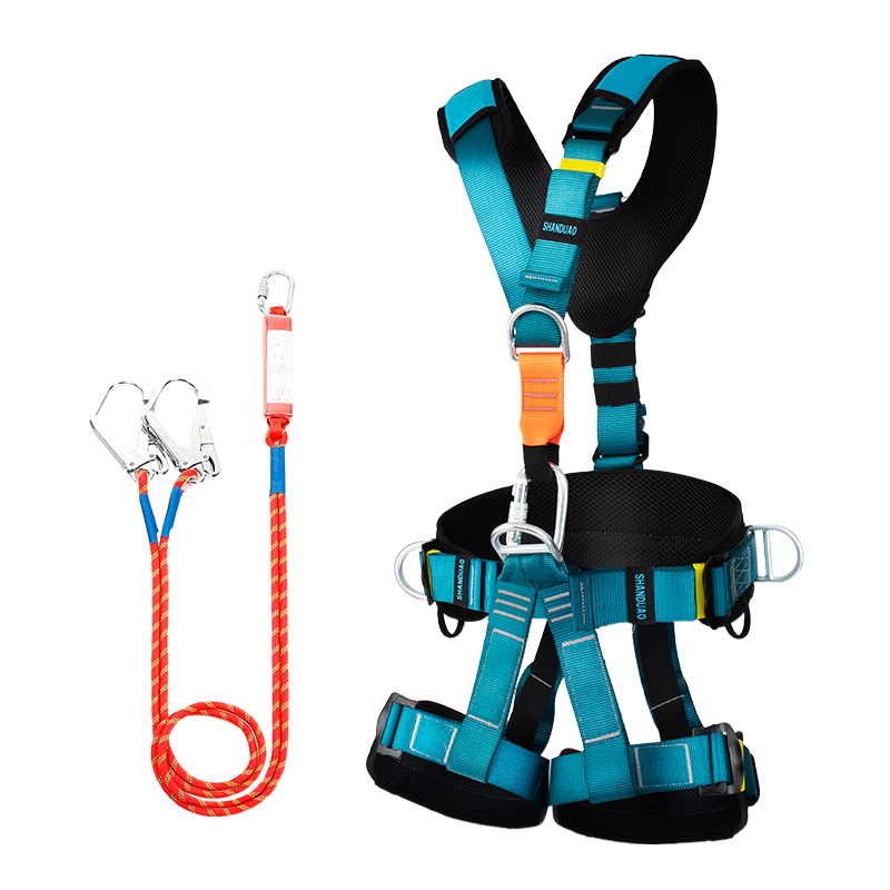 高空作业五点式攀岩速降安全带全身式安全绳套装保险带轻便耐磨