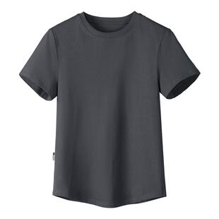 热巴同款骆驼正肩T神运动T恤女短款夏季新冰感打底棉纯色短袖上衣