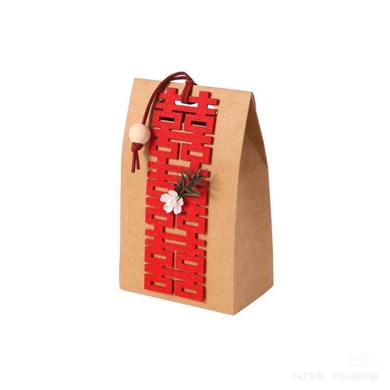 新款中式牛皮纸婚礼喜糖盒