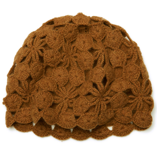 法式羊绒小香风手工钩花编织镂空帽子女秋冬季针织时尚保暖匠心