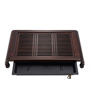 汉唐茶盘 黑檀木红檀木雅致茶具储水茶盘实木抽屉储水茶海功夫茶