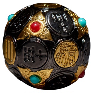 西汉错金镶嵌铜骰合金摆件河北博物院文物文创礼品旅行纪念品