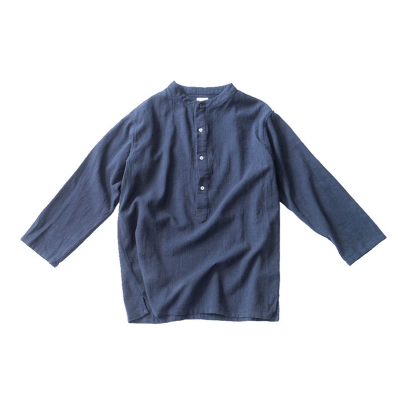 Lab store 推荐日系小立领套头宽松青年衬衫男 立领衬衫