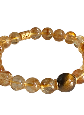 OkFineyard天然黄塔晶串珠手串女黄水晶虎眼石招财手链轻奢高级感