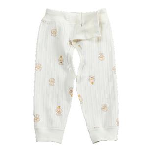 初生婴儿春秋季可调节开裆裤纯棉薄长裤男童裤子护肚暗扣女宝打底