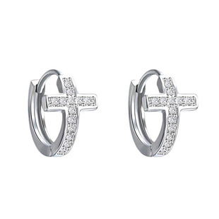 嘟嘟夫妇十字架别针吊坠耳环女小众钛钢耳钉耳扣养耳洞耳蜗耳骨钉