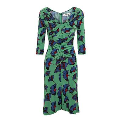 DVF宝石绿银杏叶连衣裙