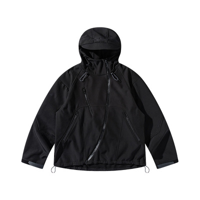 ENshadower斜拉链软壳加绒夹克