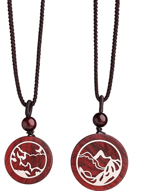 论檀男女原木镶银项链吊坠一对情侣款小众设计定制实用的高档礼物