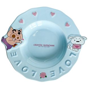 蜡笔小新盘子家用2026新款高颜值菜盘碟子陶瓷水果盘儿童餐具餐盘