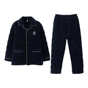 安之伴【巨保暖】男士睡衣三层加厚夹棉冬季珊瑚绒提花冬款家居服