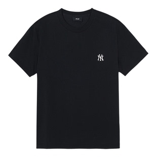 MLB男女同款2026新款洋基队刺绣短袖休闲百搭圆领纯色时尚运动T恤