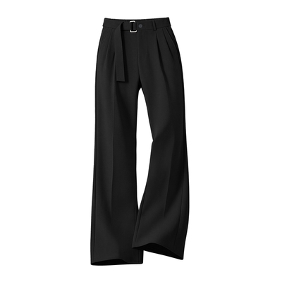 CeTky自带腰带慵懒休闲裤松紧薄款男生垂坠感冰丝宽松直筒西裤男