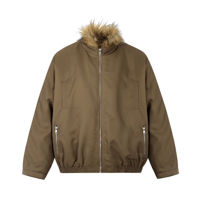 2Messages美式复古皮草棉服男冬季加厚保暖外套 座山雕毛领宽松款