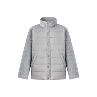 KOERRL 羊毛拼接立领鹅绒羽绒服磁吸扣夹克外套 高品质强缩呢