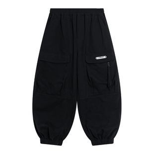 男童秋冬黑色加绒工装裤2025新款青少年儿童冬季户外运动加厚裤子