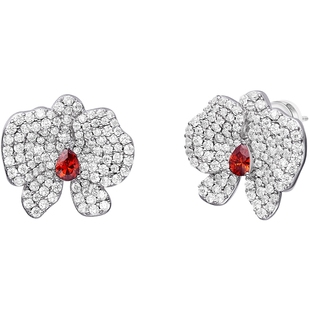 HEFANG何方珠宝蝴蝶兰耳钉耳夹轻奢优雅饰品国风耳环新年礼物