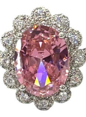 复古设计小众粉钻切开口指环戒指