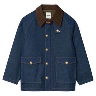 季末7折SANDRO博主同款2025秋冬新款女装都市游牧夹棉牛仔外套